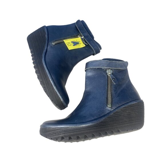 NWT Fly London Yava Ankle Boots EU 41 US 10/10.5 Gray Blue New MSRP$225 - Picture 3 of 16